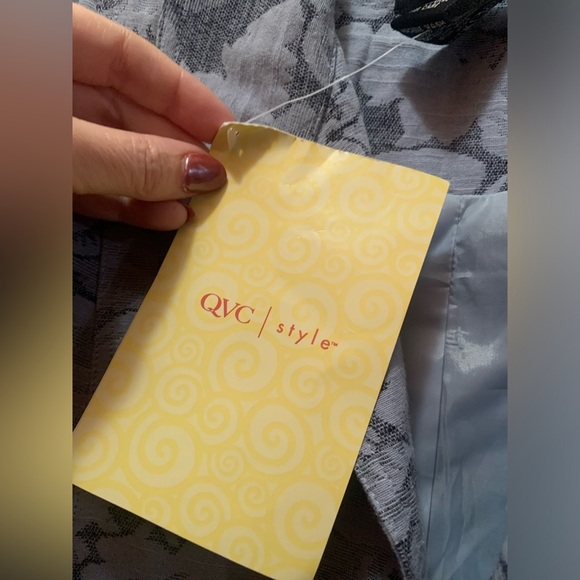 Dialogue Jacket Floral Jacquard QVC Blazer Open Style Blue Size 14 New - Picture 7 of 12